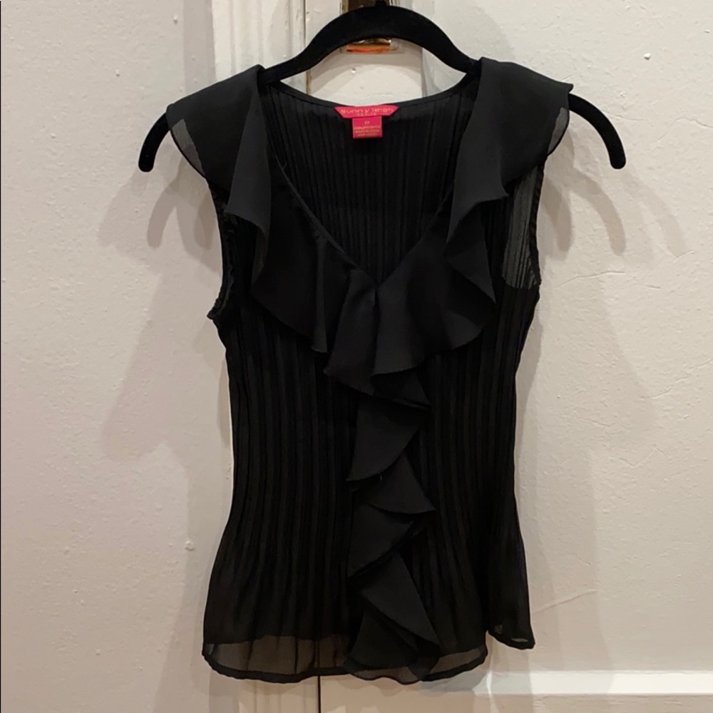 Sheer Ruffle Black Top